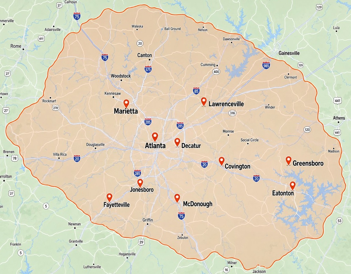 Dumpsters on Demand service area across McDonough and metro Atlanta